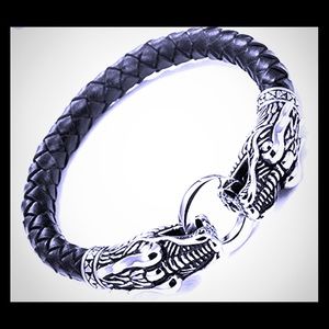 Urban Jewelry Men’s leather dragon bracelet